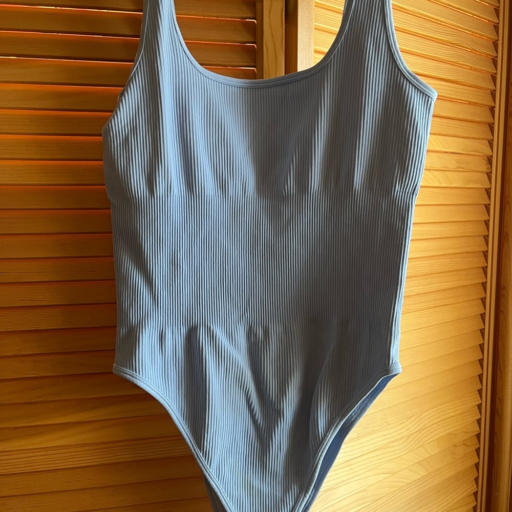 Light Blue Ribbed Bodysuit - Picture 2 of 2